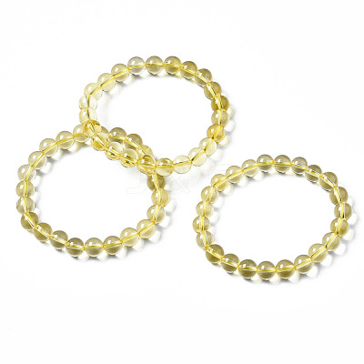 Synthetic Citrine Beaded Stretch Bracelets BJEW-Q692-48B-1