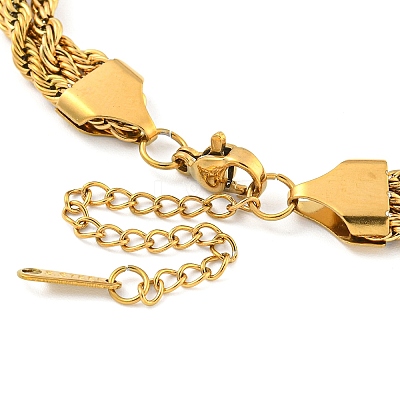 304 Stainless Steel 3-Strand Rope Chain Bracelets for Women BJEW-G707-02G-1