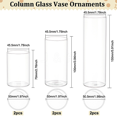 6Pcs 3 Style Column Glass Vase Ornaments AJEW-BC0002-25-1