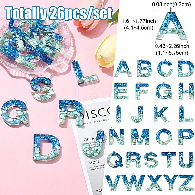26Pcs 26 Styles Transparent Epoxy Resin Pendants CRES-YW0002-28K-1