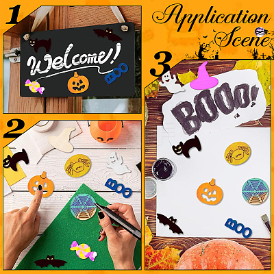 1 Set Halloween Theme Wooden Pendant Decorations WOOD-SC0001-92A-1