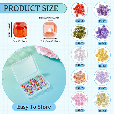 150Pcs 10 Colors Cubic Zirconia Bead ZIRC-TA0001-25-1