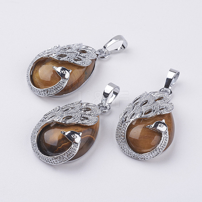 Natural Tiger Eye Pendants G-E442-04K-1