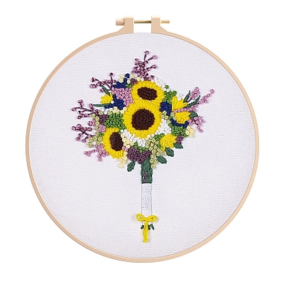 Flower Pattern DIY Embroidery Kit DIY-P077-135-1
