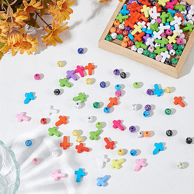 24 styles Opaque Acrylic Beads SACR-AR0001-23-1