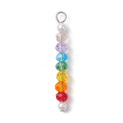 Glass & Round Shell Pearl Beaded Pendants PALLOY-JF02557-1