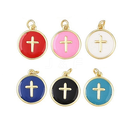 Brass Enamel Pendants KK-L251-02G-E-1