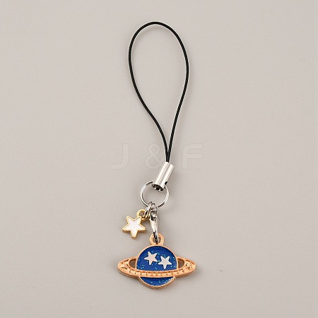 Cute Cartoon Planet Alloy Enamel Mobile Straps Lanyards HJEW-WH0068-07D-1