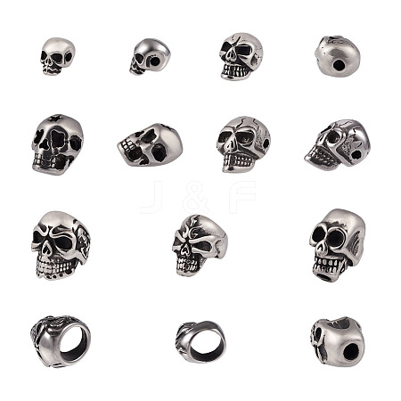 7Pcs 7 Style 304 Stainless Steel Beads FIND-PJ0001-15-1