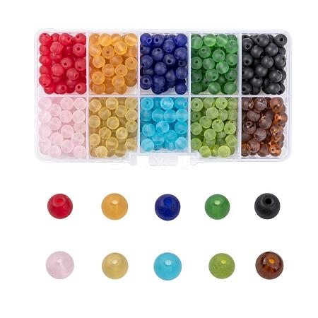 10 Colors Transparent Glass Beads Strands FGLA-X0001-06-6mm-1