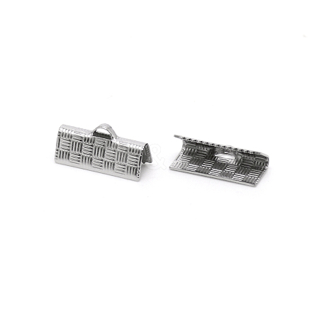304 Stainless Steel Ribbon Crimp Ends LS-STAS-WH0035-01B-P-1
