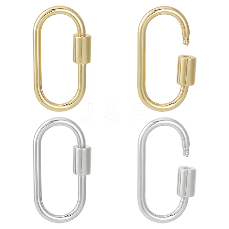 Unicraftale 4Pcs 2 Colors Brass Screw Carabiner Lock Charms KK-UN0002-03-1