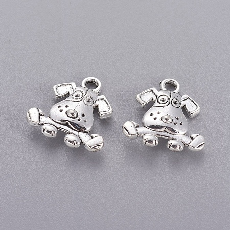 Tibetan Style Puppy Pendants TIBEP-R166-AS-LF-1
