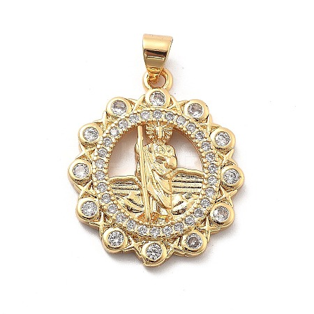 Rack Plating Brass with Cubic Zirconia Pendants KK-Q017-06A-G-1