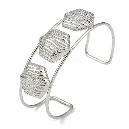 Non-Tarnish 304 Stainless Steel Wide Textured Open Cuff Bangles BJEW-Q348-05P-02-1