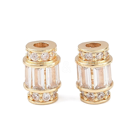 Brass Micro Pave Clear Cubic Zirconia Beads KK-C142-10LG-1