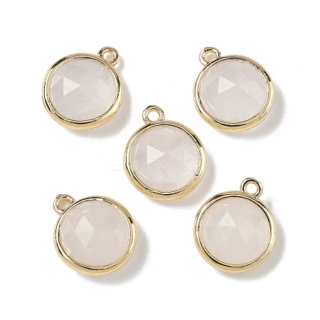 Natural Quartz Crystal Faceted Flat Round Charms G-U028-03G-05-1