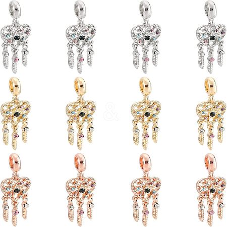 SUPERFINDINGS 12Pcs 3 Colors Rack Plating Alloy European Dangle Charms MPDL-FH0001-05-1