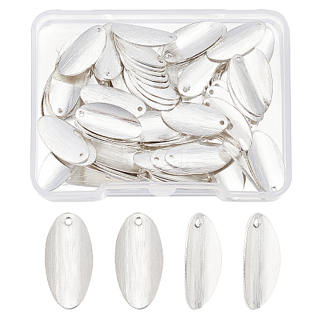 80Pcs Brass Blank Tag Flat Oval Slice Pendants KK-FH0002-56-1