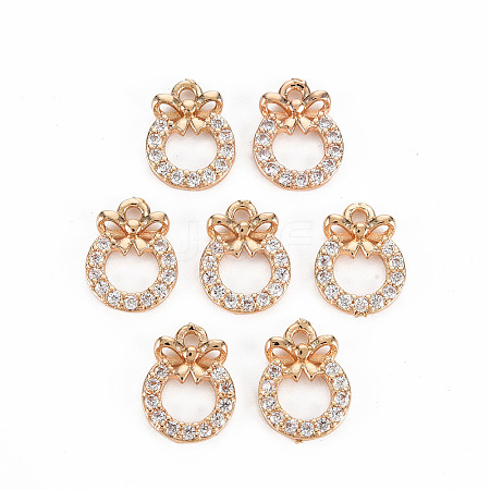 Rack Plating Brass Micro Pave Clear Cubic Zirconia Charms X-KK-T060-14-RS-1
