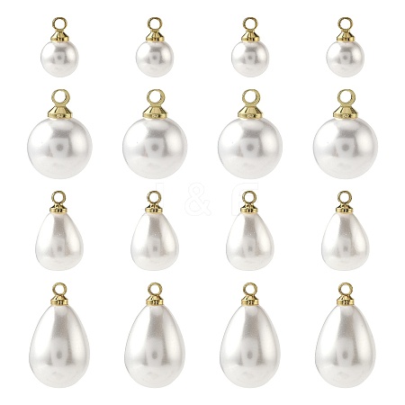 24Pcs 4 Styles ABS Plastic Imitation Pearl Charms KK-FS0001-79-1
