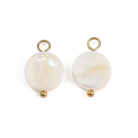 Natural Shell Disc Pendants STAS-D378-31G-1