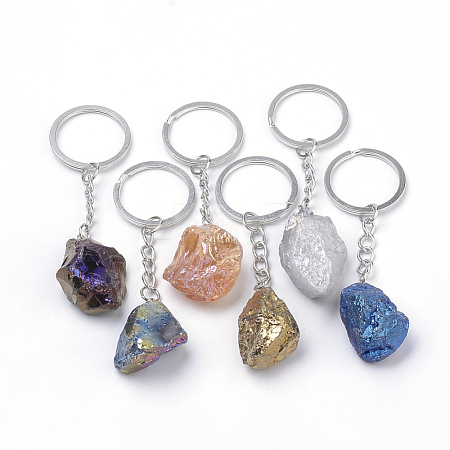 Rainbow Plated Natural Crystal Quartz Keychain KEYC-S252-11-1