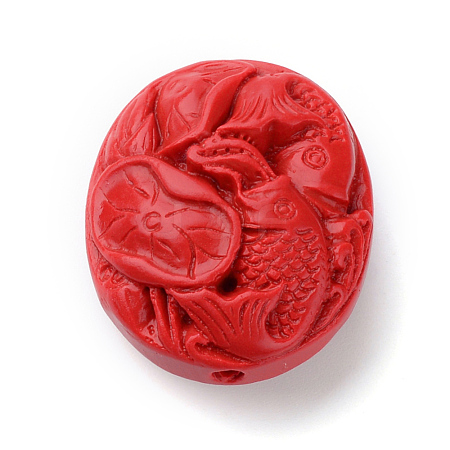 Carved Cinnabar Beads CARL-S004-08-1