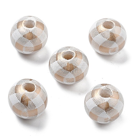 Christmas Printed Schima Wood European Beads WOOD-G023-18A-1