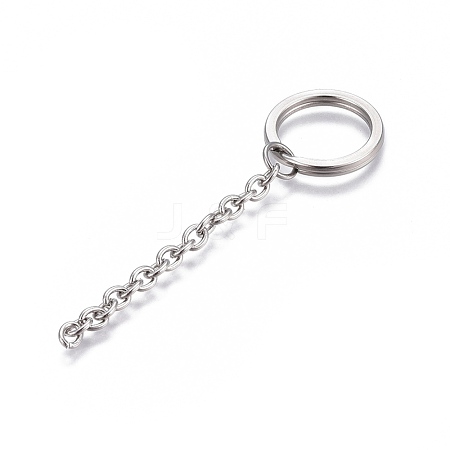 304 Stainless Steel Split Key Ring Clasps STAS-L226-009A-1