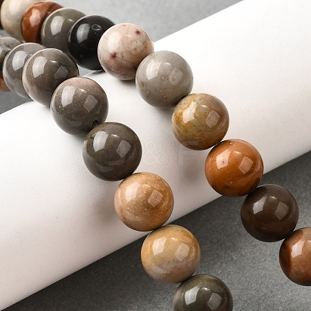 Natural Picture Jasper Beads Strands G-S390-07-10mm-1