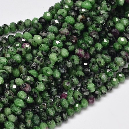 Faceted Rondelle Grade AA Natural Ruby in Zoisite Bead Strands G-F289-38C-1