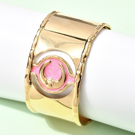 304 Stainless Steel Enamel Cuff Bangles for Women BJEW-B166-02G-1
