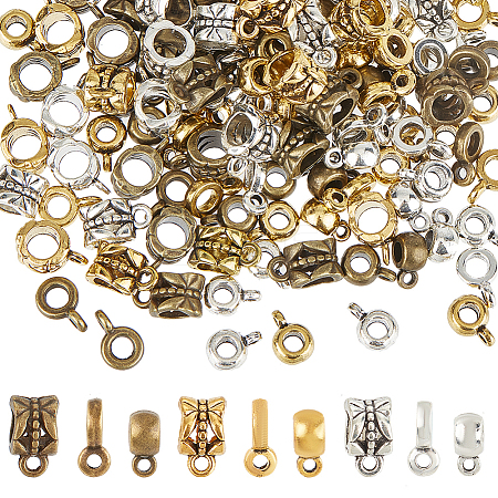 180Pcs 9 Styles Tibetan Style Tube Bails FIND-SC0009-24-1