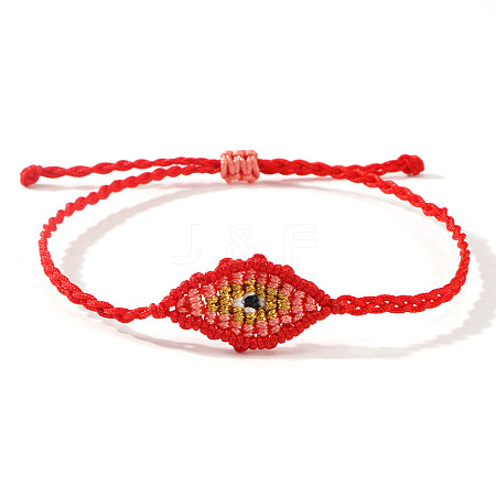 Adjustable Evil Eye Polyester Cord Braided Bracelets for Men Women BI7988-13-1