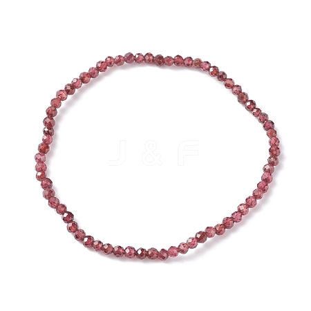 3mm Natural Garnet Beads Stretch Bracelet for Girl Women BJEW-JB07284-03-1