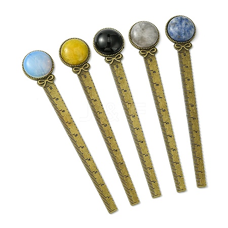 Round Tibetan Style Retro Alloy Bookmark Rulers AJEW-JK00264-1