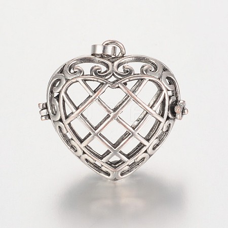 Eco-Friendly Rack Plating Brass Hollow Heart Cage Pendants X-KK-M180-13AS-RS-1