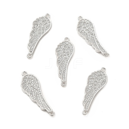 Brass Micro Pave Clear Cubic Zirconia Connector Charms KK-E068-VB062-1