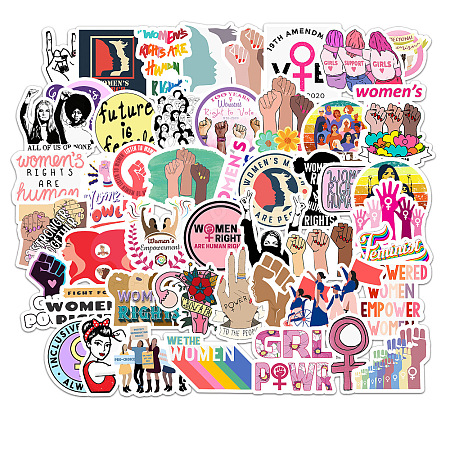 50Pcs Girls Power Theme PVC Sticker Self-adhesive Stickers PW-WG54896-01-1