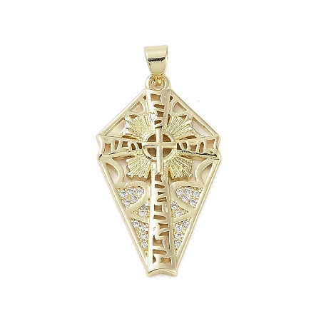 Golden Brass Micro Pave Cubic Zirconia Pendants KK-A209-04C-G-1
