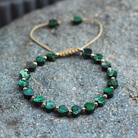 Bohemian Dyed Natural Imperial Jasper Heart Bead Braided Bead Bracelets for Women FS-WG782CA-09-1