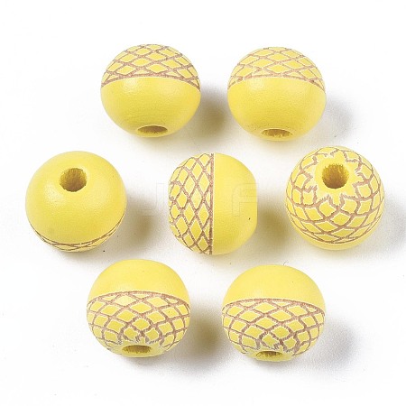 Painted Natural Wood Beads WOOD-S057-072R-1