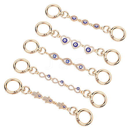 WADORN 1 Set Alloy Enamel Evil Eye Links Bag Strap Extenders FIND-WR0006-09-1