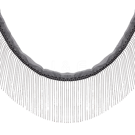 Polyester Tassel Lace Ribbon OCOR-WH0082-491-1