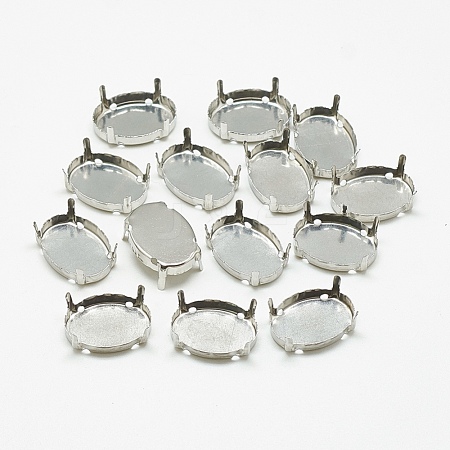 Non-Tarnish 201 Stainless Steel Sew on Prong Settings STAS-T032-03-18x25mm-1