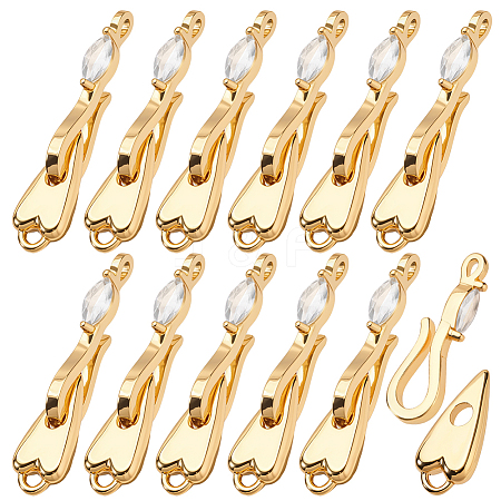 12Pcs Brass Rhinestone Hook and S-Hook Clasps KK-PH0013-69-1