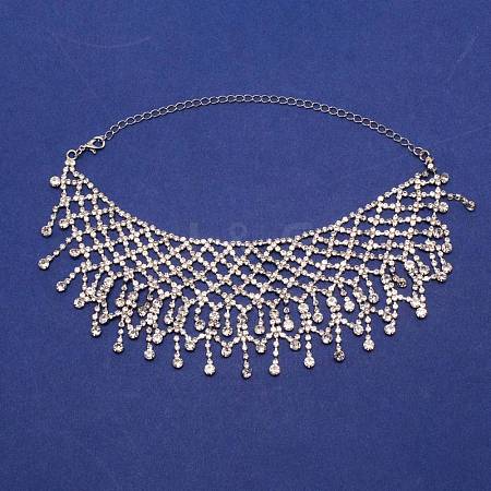 Crystal Rhinestone Bib Necklace NJEW-WH0018-01P-1