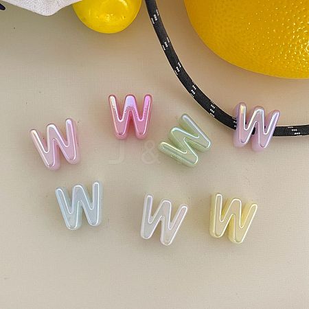 UV Plating Acrylic Alphabet Beads OACR-N163-42W-1
