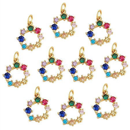 10Pcs Eco-Friendly Brass with Glass Pendants KK-SZ0005-78-1
